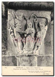 Old Postcard Vezelay Madeleine Church Capital of the seventh pillar of the na...