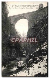 Old Postcard Saint Laurent Route du Pont Chartreuse winter Bridge St. Bruno L...