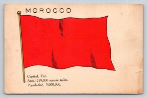 Vintage Morocco Flag Postcard Fez Capital Geography Statistics Antique
