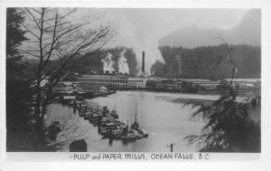 1940s Canada Logging :Lumber Industry Pulp Paper Mill Olean Falls BC RPPC 1065