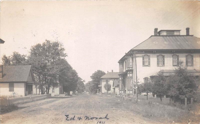 E15/ Clare Ohio Real Photo RPPC Postcard 1911 Clinton County Main Street Hotel? 