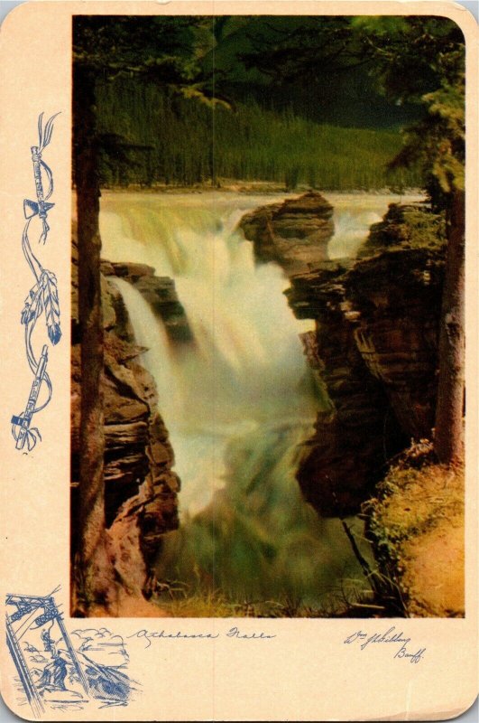 Athabasca Falls, on the Banff/Jasper Highway c1950s Postcard T12