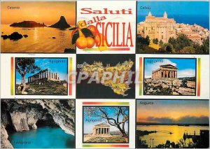 Postcard Modern Saluti dalla Sicilia Catania Agrigento Cefalu Favignana Augusta