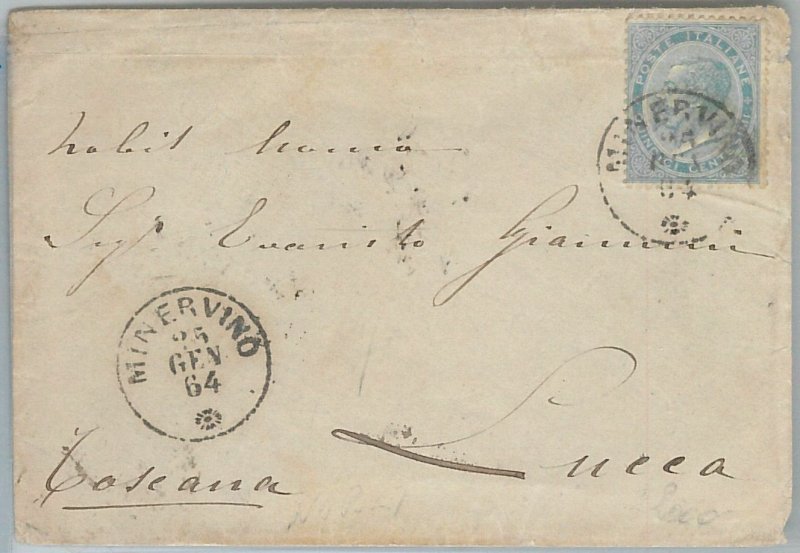 60696 - ITALY KINGDOM - POSTAL HISTORY - ENVELOPE by Minervino LECCE 1864-