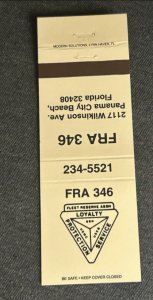 Vintage Matchbook Cover FRA 346 Panama City Beach, Florida MB119