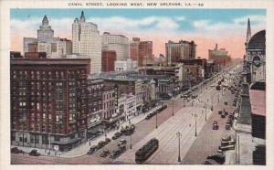 Louisiana New Orleans Trolleys On Canal Street Looking West