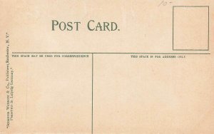 Syracuse NY Empire State Express Crossing Storefronts Train Postcard