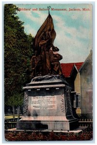 c1910 Soldiers' and Sailors Monument Jackson Michigan MI Antique Postcard