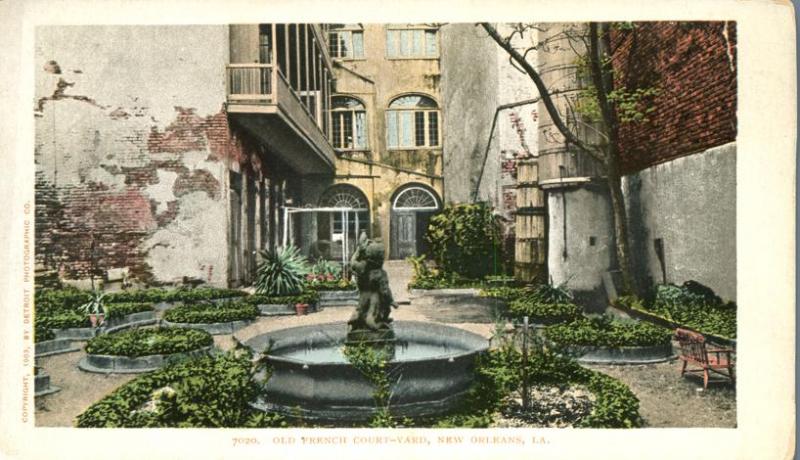 Fountain in Old French Court Yard - New Orleans LA, Louisiana - UDB - Det Photo