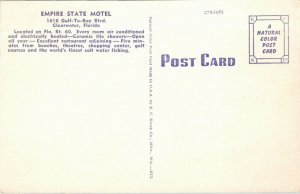 Postcard FL Clearwater Empire State Motel Route 60 LINEN Roadside 1940s M56