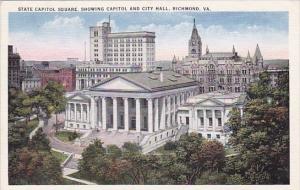 Virginia Richmound State Capitol Square Showing Capitol And City Hall