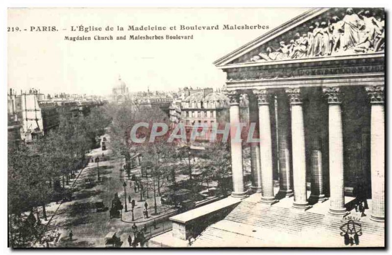 Old Postcard Paris Madeleine and Boulevard Malesherbes