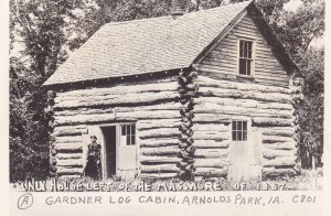 Iowa Arnolds Park Gardner Log Cabin Real Photo