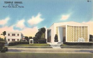 West Palm Beach Florida Temple Israel Street View Antique Postcard K82608