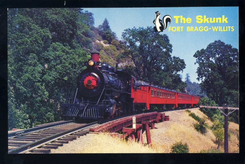 Willits-Fort Bragg, California/CA Postcard, The Super SkunkSteam Railroad/RR