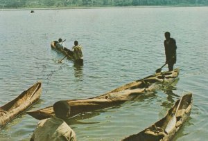 Burundi African Fishing Canoe Boats Rare Postcard