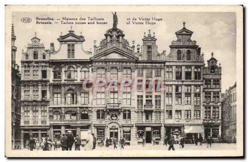 Old Postcard Brussels houses Tailors and Victor Hugo