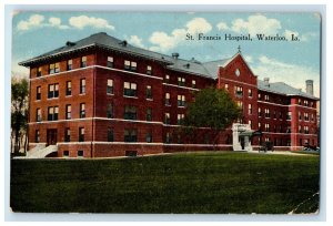 1915 St. Francis Hospital Building Waterloo Iowa IA Posted Antique Postcard 