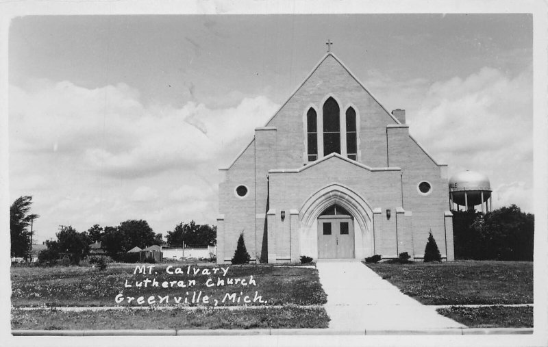 J83/ Greenville Michigan RPPC Postcard c40s Mt Calvary Lutheran Church 271