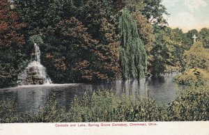 CINCINNATI, Ohio, 1900-1910s; Cascade And Lake, Spring Grove Cemetery