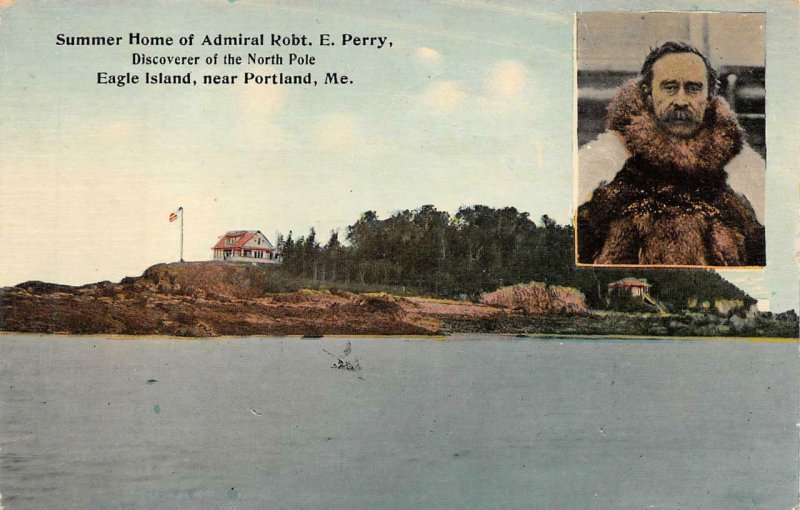 SUMMER HOME OF ADMIRAL ROBERT E. PERRY NORTH POLE EAGLE ISLAND MAINE POSTCARD