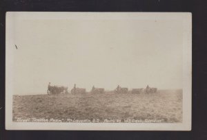 McLaughlin SOUTH DAKOTA RPPC c1910 GASOLINE TRACTORS Tractor FARMING SCENE SD