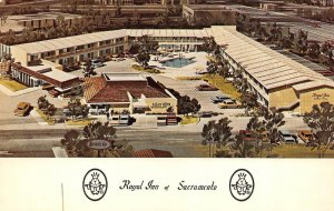 CA, California  ROYAL INN of SACRAMENTO  Roadside  Bird's Eye~Artist's Postcard