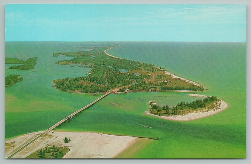 Longboat Key Florida~Air View of New Bridge To Anna Maria Island~Vintage PC