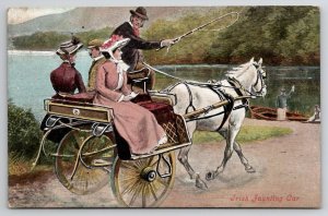 Irish Jaunting Car Victorians At Lake Horse Drawn Carriage Postcard B39