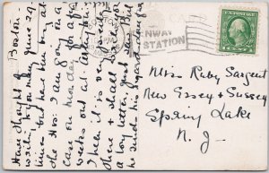 Vintage Shipping at Bridgewater NS Lithograph Postcard Circa 1916 H81 as is