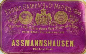 1876 Bottle Label Eduard Saarbach & Co Assmannshausen *C