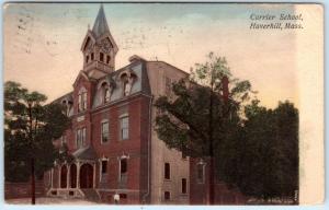 HAVERHILL, Massachusetts  MA   Handcolored  CURRIER SCHOOL  1908  Postcard