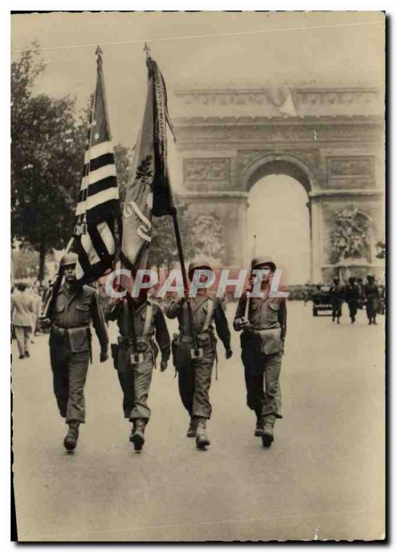 Postcard Modern Army 2nd World War Liberation of Paris The American flags parade