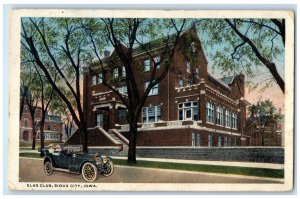 1917 Car Passing Elks Club Building Sioux City Iowa IA Antique Postcard