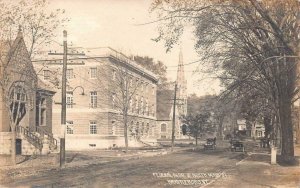 RPPC FEDERAL BLDG N. MAIN STREET BRATTLEBORO VERMONT REAL PHOTO POSTCARD 1916