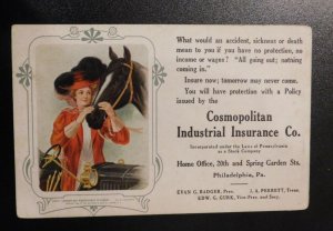 Mint USA Advertising Postcard Cosmopolitan Industrial Insurance Co Philadelphia