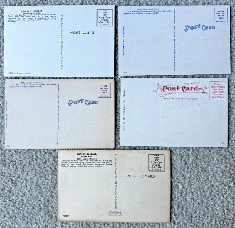 Five Postcards Miniature Railroad Trains