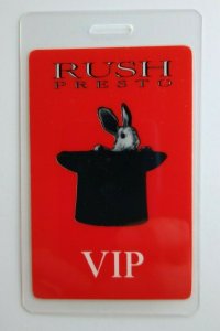 Rush Presto Backstage Pass VIP Original 1990 Concert Tour Hard Rock Music Rabbit