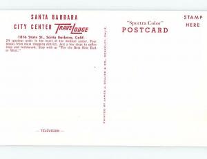 Unused Pre-1980 TRAVELODGE MOTEL Santa Barbara California CA c0161