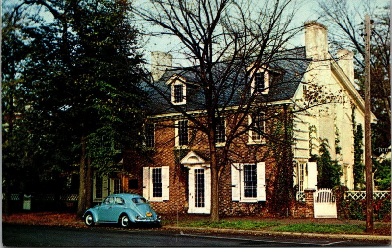 Vtg Ridgely House on the Green Old Volkswagen Bug Dover Delaware DE Postcard