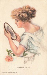 Artist Signed Beautiful American Girl No. 6 Postcard