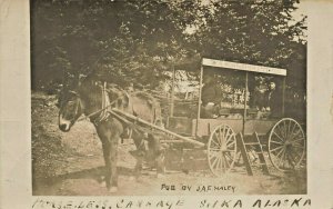 Sitka AK To The Indian River Park Salesman's Wagon Sign Real Photo Postcard