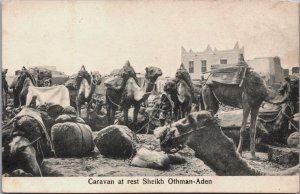 Yemen Caravan at Rest Sheikh Othman Aden Vintage Postcard C126