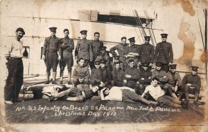 RPPC US INFANTRY S,S. PANAMA SHIP CHRISTMAS MILITARY REAL PHOTO POSTCARD (1913)