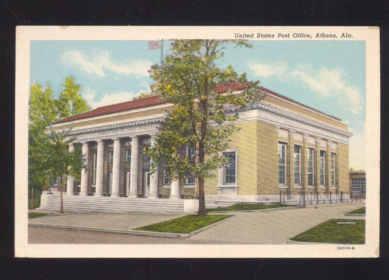 ATHENS ALABAMA UNITED STATES POST OFFICE VINTAGE POSTCARD ALA. U.S.