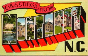 North Carolina Greetings From Montreat Large Letter Linen