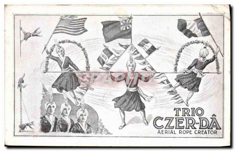 Old Postcard Trio Da Czer Aerial Rope Creator