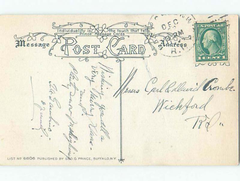 Pre-Linen signed BOY THROWS SNOWBALLS WHILE GIRL MAKES SNOWMAN J3658