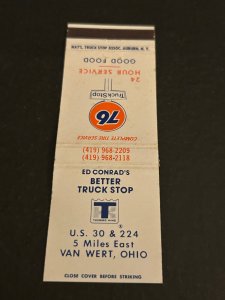 Vintage Matchbook Cover Ed Conrad's Better Truck Stop Van Wert, Ohio MB181
