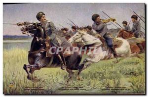 Old Postcard Militaria Don Cossacks Charging Army Russian Russia Russia